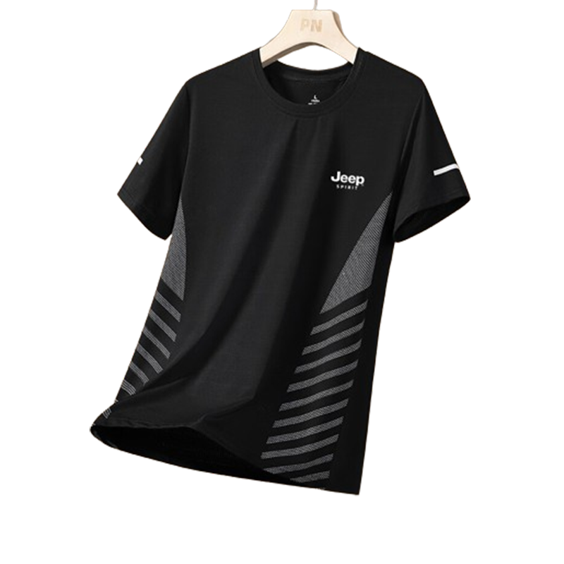 JEEP SPIRIT Men's Short-Sleeve T-Shirt, Summer Half-Sleeve Ice Silk Outdoor Casual Quick-Dry Versatile Menswear, White, 4XL