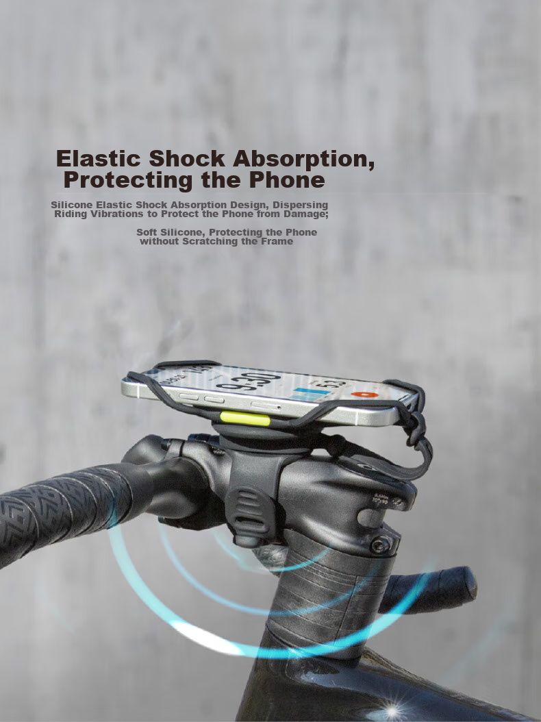 Bone Road Bike Phone Mount, Magnetic Quick-Release, Cycling Navigation Bracket, Silicone Shock-Absorbing, Compatible with Garmin GPS Watches 2