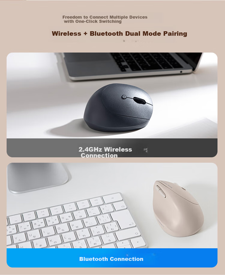 Shanye Ergonomic Wireless Bluetooth Dual-Mode Mouse, Vertical Grip, Fully Silent Buttons, Lightweight Mini Japanese-Style Mouse, Rechargeable, Suitable for Small And Medium Hands, for Office And Gaming 4