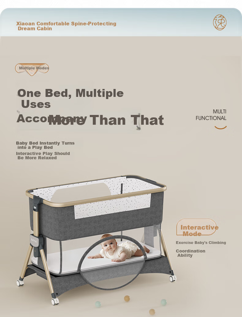 Elittile Baby Crib, Seamless Connection, Multifunctional, Foldable, Movable, Children's Crib, Xia'an Shi Qi Generation Plus 15
