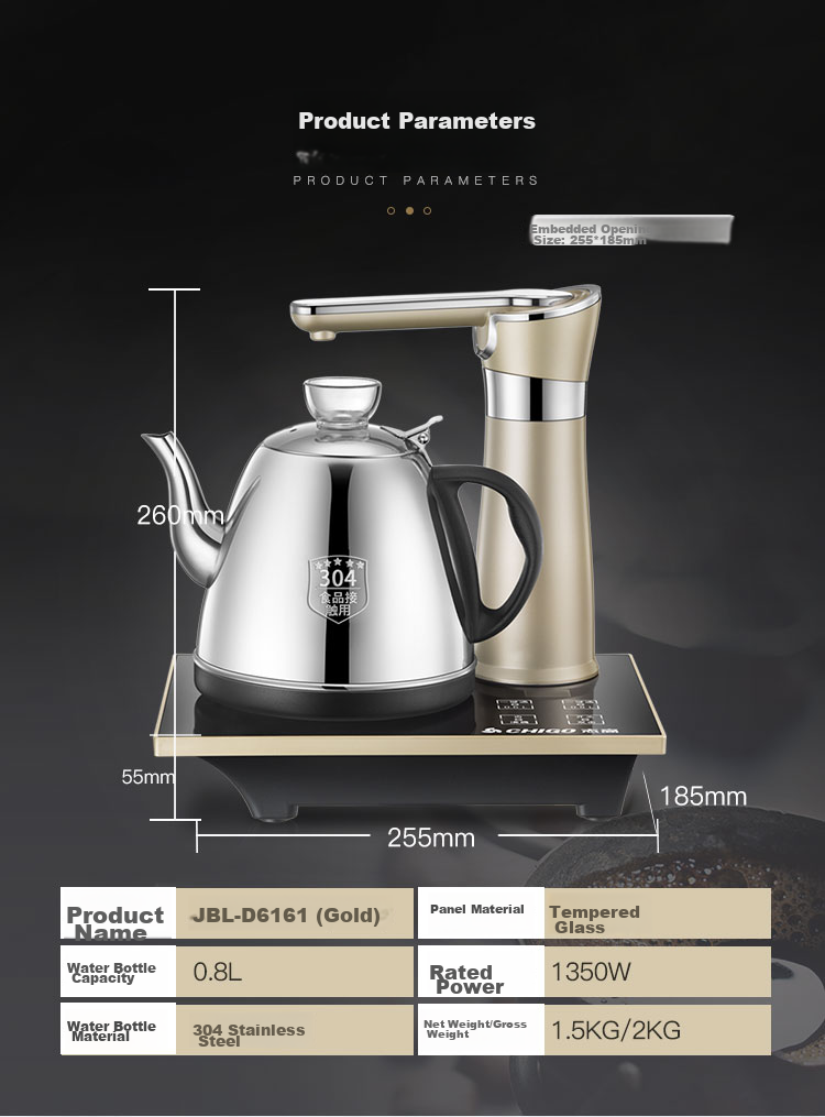 CHIGO Pure Titanium Electric Kettle Fully Automatic Water Supply Electric Kettle Tea Table Integrated High-Temperature Sterilization Electric Tea Stove Embedded Tea Table Special Electric Tea Tray JBL 9
