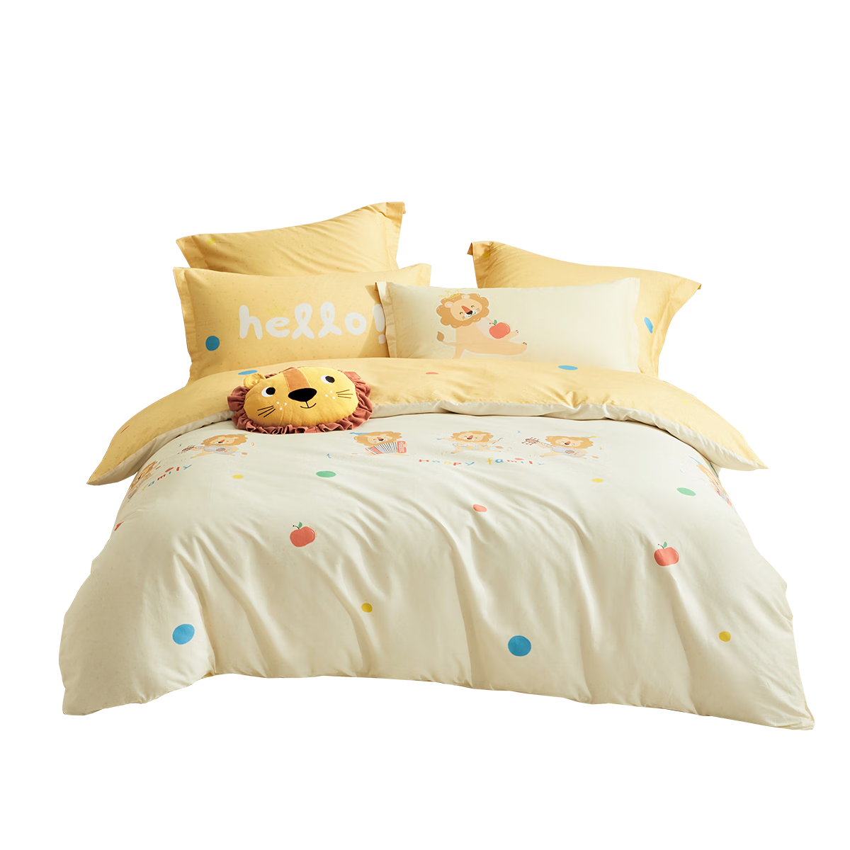 Luolaikids Four-Piece Set, Maternity A-Class 100% Pure Cotton Fitted Sheet, Duvet Cover, Pillowcases, Suitable for 1.5-Meter Bed