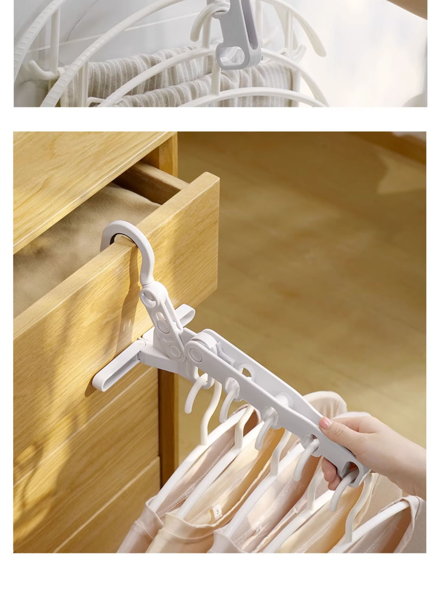 Jiebi Portable Foldable Clothes Hanger 2-Pack Five-Hole Travel Hotel Drying Rack 10