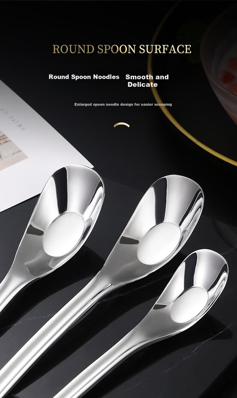 Shihua 304 Stainless Steel Soup Spoons Set of 2, Adult Dining Soup Spoons, Tablespoons for Drinking Soup And Eating, Yuanbao Spoons 6