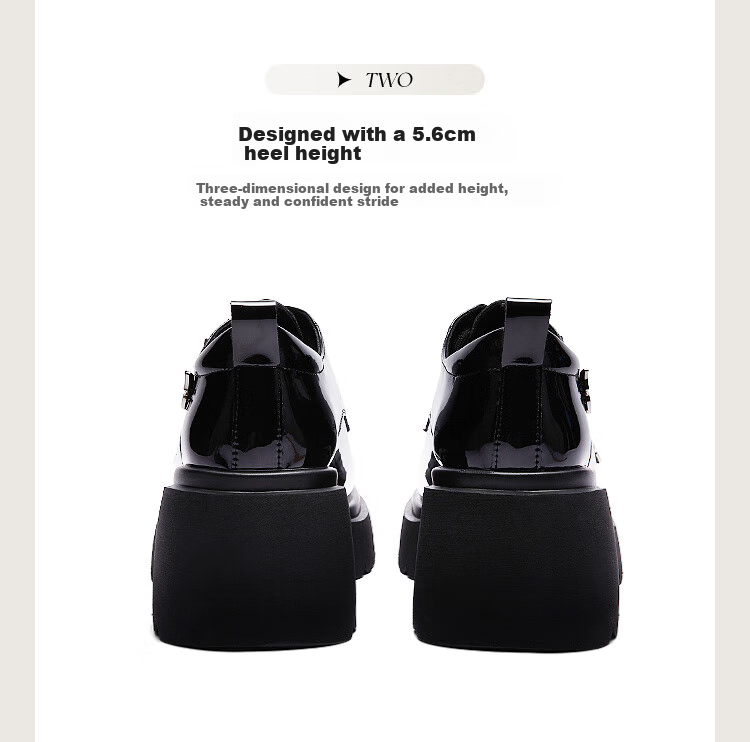 DAPHNE Thick-Soled Loafers for Women, Comfortable Versatile Shoes to Match Dresses, British Style Leather Shoes for Women, Glossy Black, Size 37 16