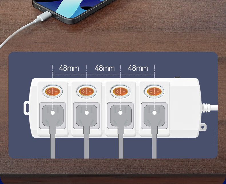 Etman Overload Protection Power Strip with Individual Switches, 6 Outlets, 3 Meters, National Standard, Laboratory ACJ23016.2, Lightning-Proof And Surge-Resistant Power Strip for Industrial And Laboratory Use 7