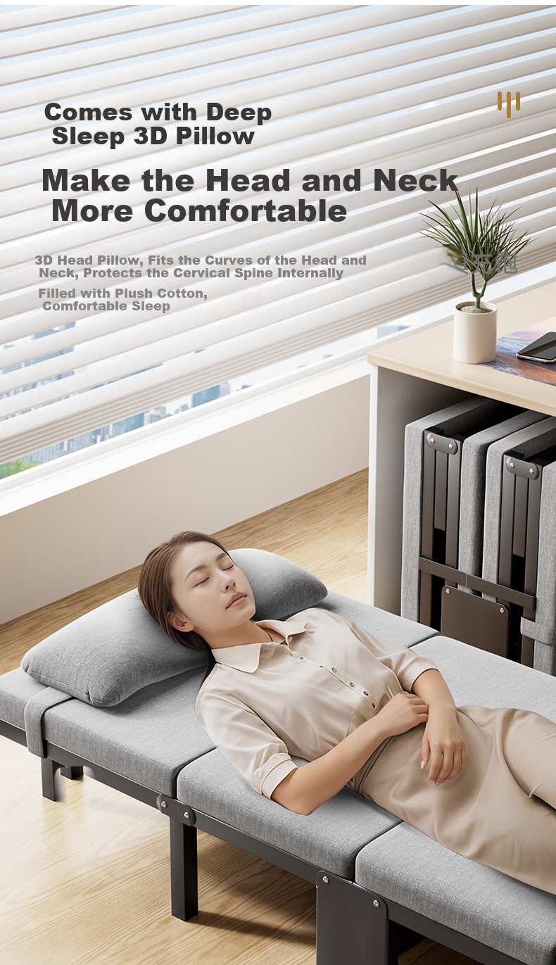 Wenna Folding Bed, Single Nap Bed for Office, Accompanying Bed, Wooden Board Bed, Four-Fold Foam Bed, 70cm 2