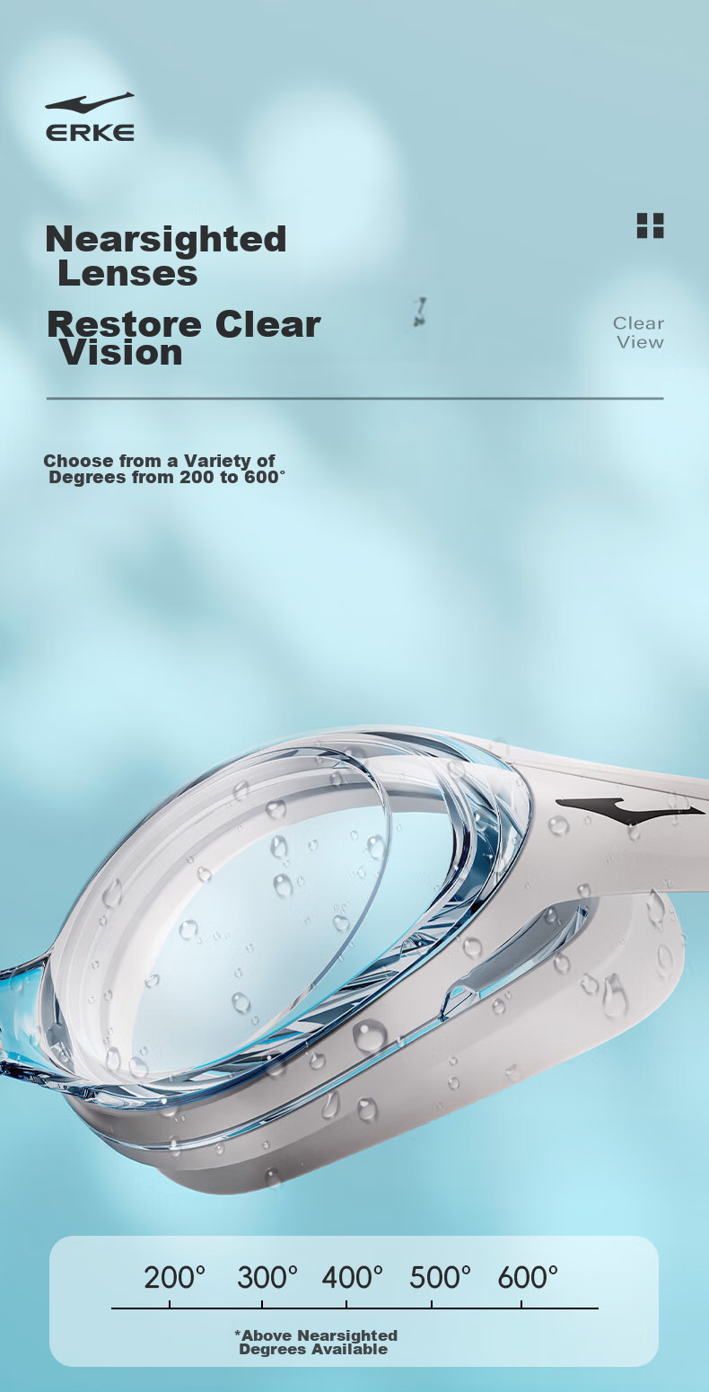 ERKE Swimming Goggles, Waterproof And Anti-Fog, for Men And Women, High-Definition Myopia Swimming Goggles, Professional Sports White for Swimming And Diving, -6.00 Diopters 3