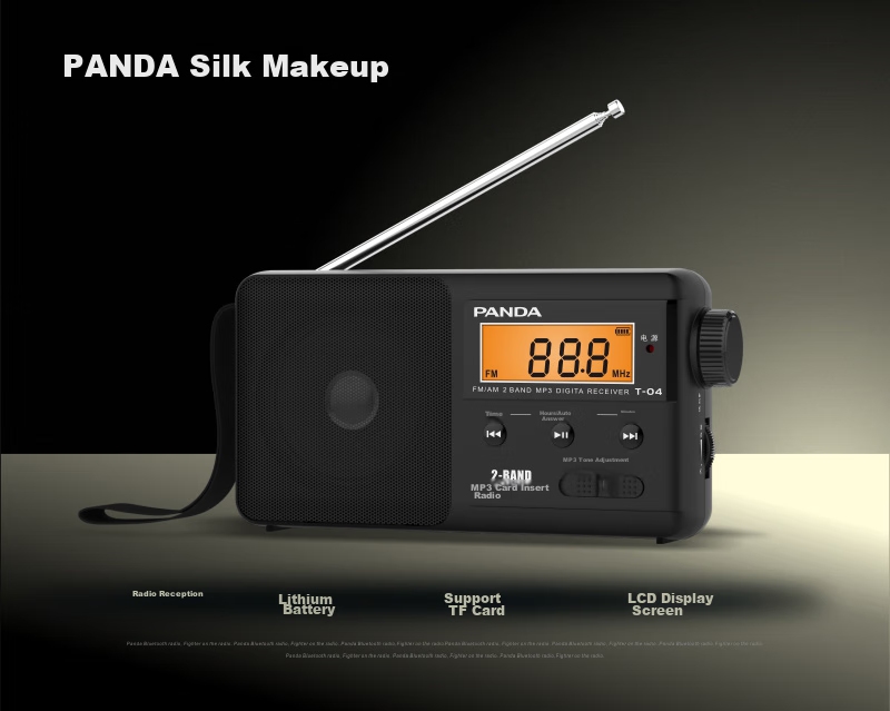 Panda T-02 All-Band Radio, Elderly Gift, TF Card Slot, Portable, Old-Style Rechargeable, Car-Mounted Backup, Semiconductor, Black 2