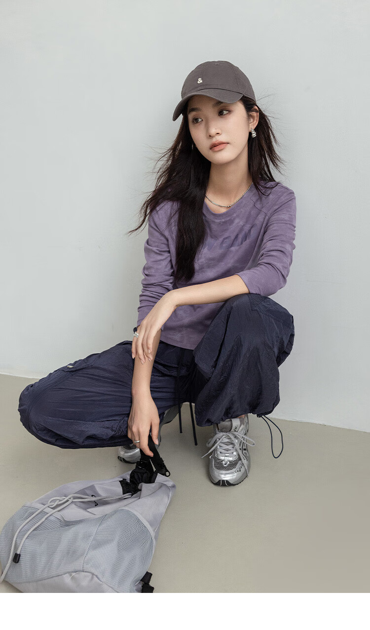 DME Right Shoulder Printed T-Shirt 2025 Spring Autumn Unique Gray Tie-Dye Layered Lightweight Soft Versatile Top 10