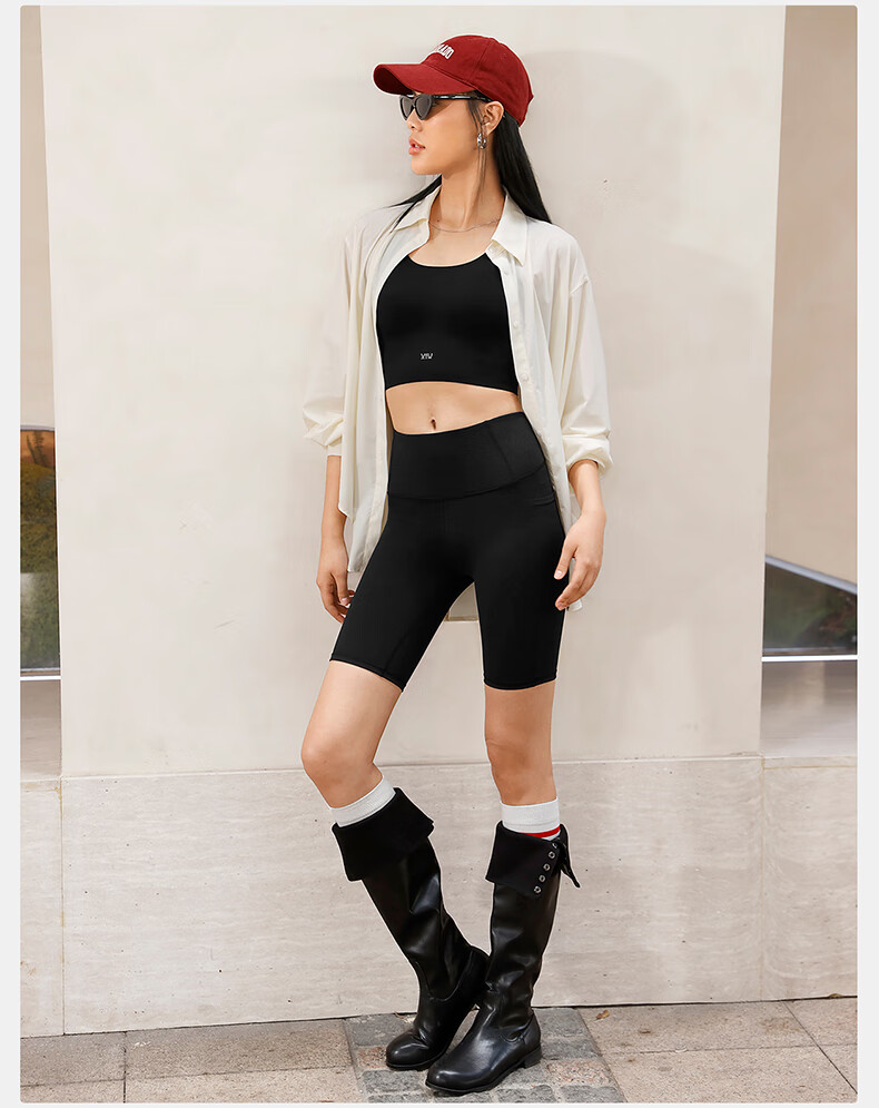 VFU Xingqing Five-Minute Yoga Shorts, Outdoor Sports Cycling Pants, High-Waisted Butt-Lifting Tight Shorts, Linen Color, Size S 33