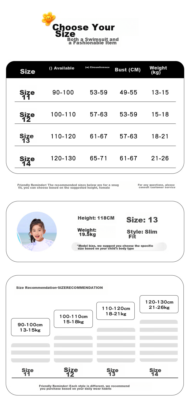 Li-Ning Children's Swimsuit, Girls' Cute One-Piece Swimwear, Conservative Casual Style, 736 Long-Sleeve Version, Size 120 9