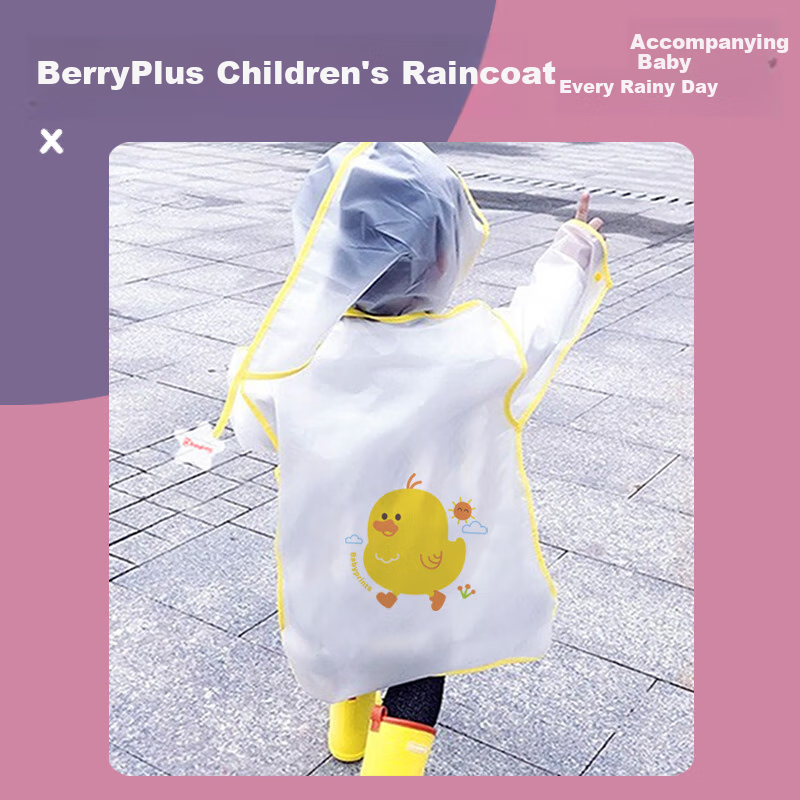 Babyprints Kids Raincoat Unisex Toddler Full-Body Rain Poncho Kindergarten Rain Gear Cape Blue M