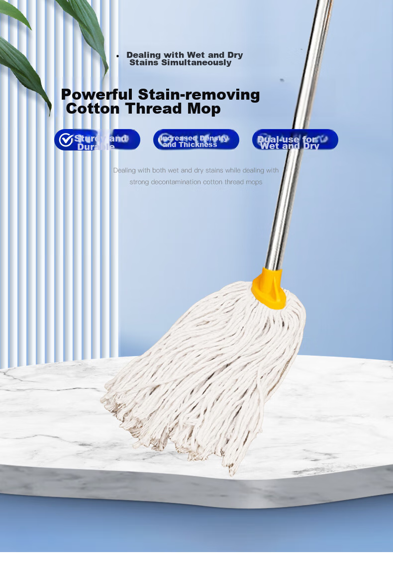 CIRY Cotton Yarn Mop, Household All-In Sponge Mop, Rubber Cotton Floor Mop, Dust Pusher, Wooden Floor Tile Cotton Yarn Mop, Car Wash Mop 1