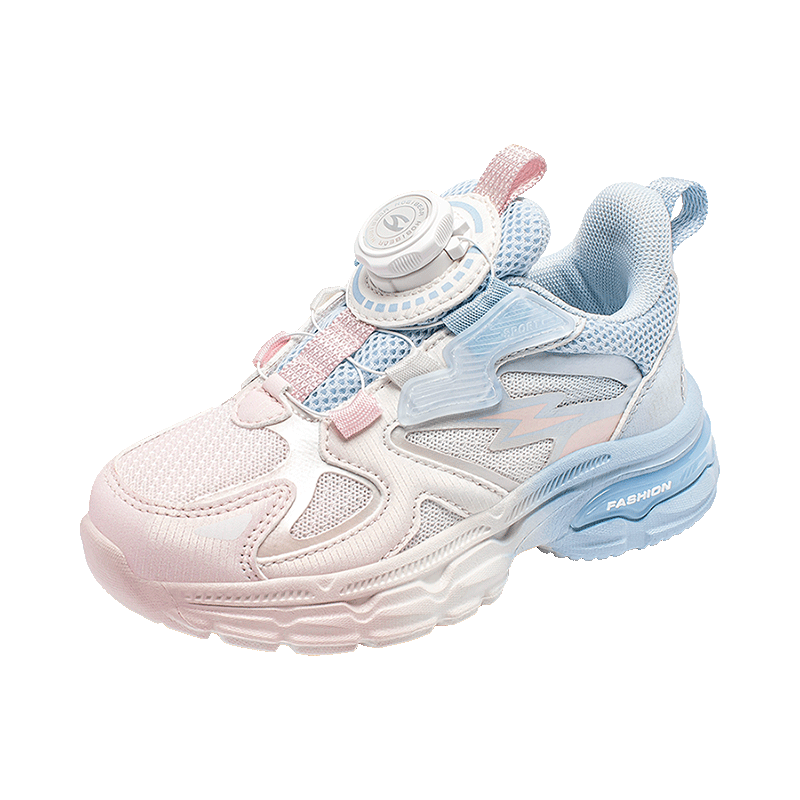 HOBIBEAR Children's Shoes Spring And Autumn Breathable Kids Running Shoes Versatile Big Kids Shoes Girls Sports Shoes JD01S81 Pink And Blue Size 36