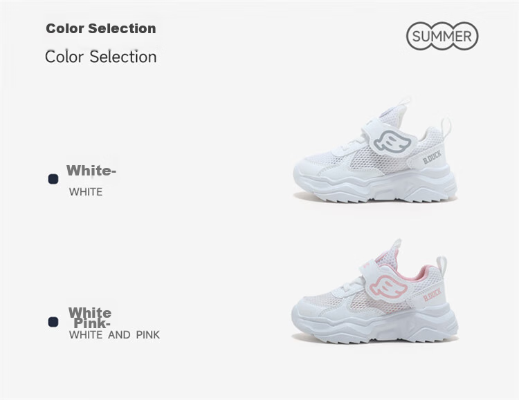 B.Duck Children's Mesh Sneakers, Summer Sports Shoes for Boys And Girls, Breathable White Shoes for Students, Model 3073, White And Pink, Size 26 4