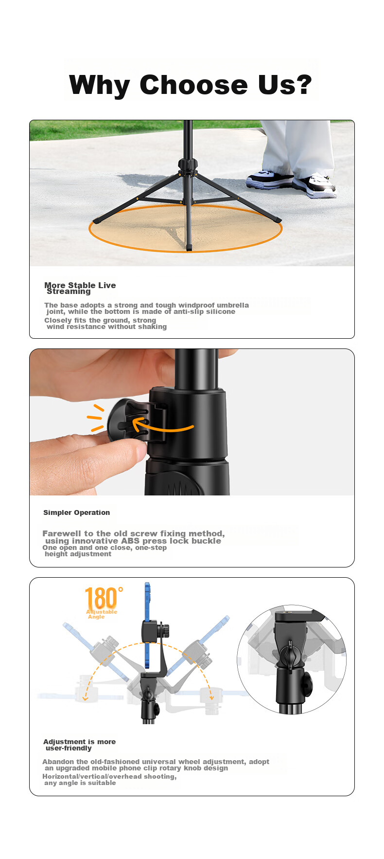 UGREEN Floor-Standing Phone Stand, Live Streaming Tripod, Multifunctional Gimbal, Anti-Shake Selfie Stick, Outdoor Portable Shooting And Recording Photography Stand, Can Be Used Horizontally, Vertically Or Downward, Large Gimbal Phone Mount 1