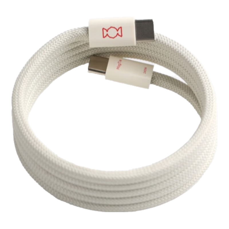 CANDYSIGN MagTie Full Magnetic Cable, 240W USB-C Sweet White 1.5m Charging Cord Data Cable for Apple IPhone, IPad, Laptop