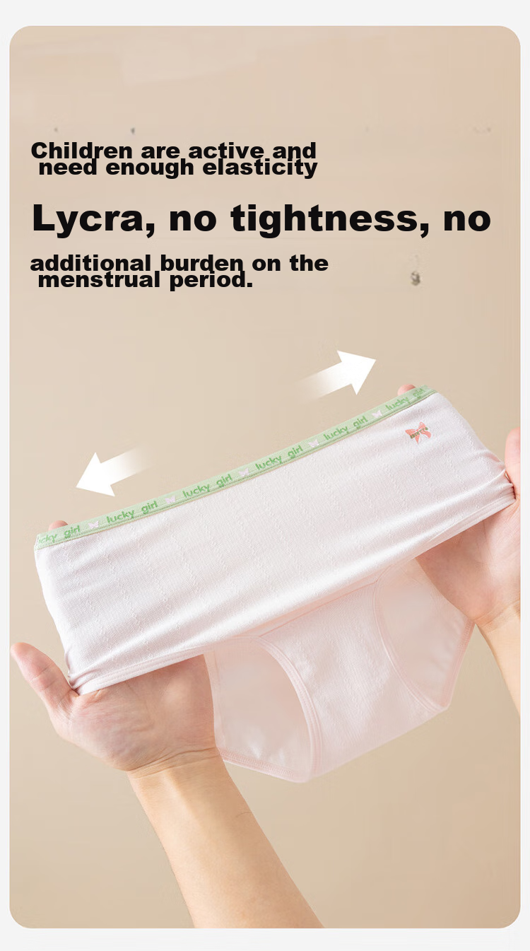 Dingguagua Girls' Menstrual Underwear, Leak-Proof Triangle Panties for Teenagers, Antibacterial Shorts for Primary And Secondary School Students, 2 Pairs, 6865, Size 170 8