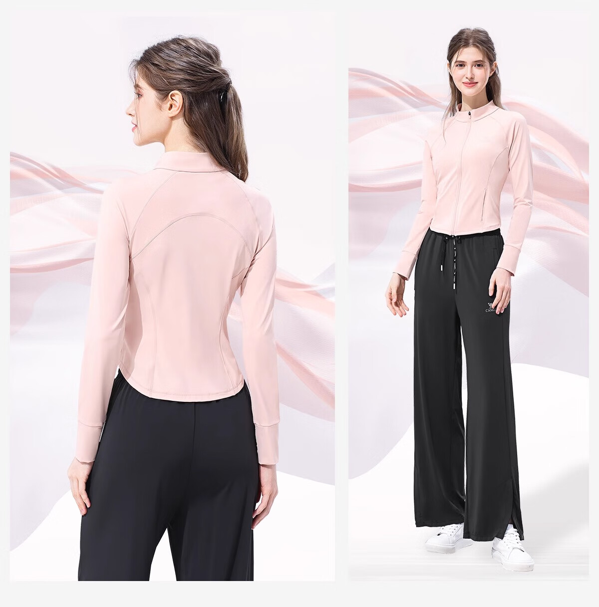 CAMEL Yoga Jacket Slim Fit Sun Protection Clothing Spring Sports Jacket Quick-Dry Top Running Breathable UV Protection for Women M 24