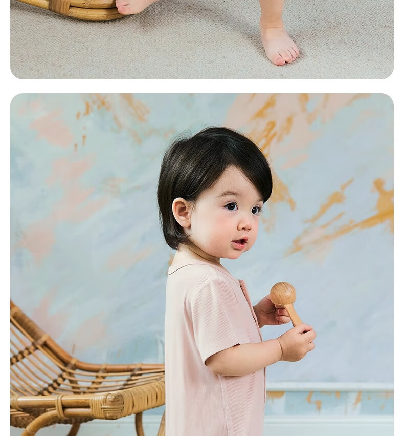 Niduoxiong Summer Baby Romper, Infant Clothing, Summer Outfit, Crawling Suit, Newborn Home Wear, Short-Sleeve Ice Silk 37