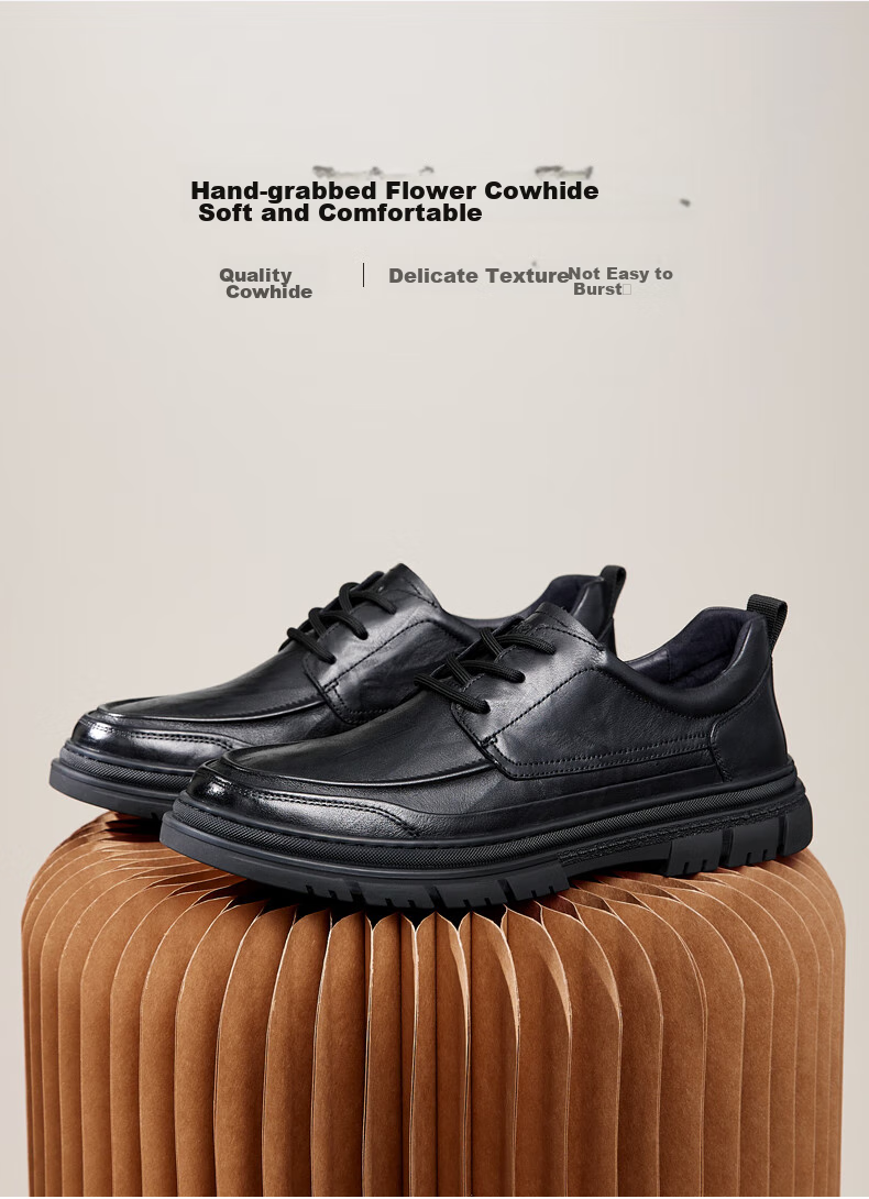 CAMEL Commuter British Retro Cowhide Formal Casual Leather Shoes for Men G13A155022 Black 41 3