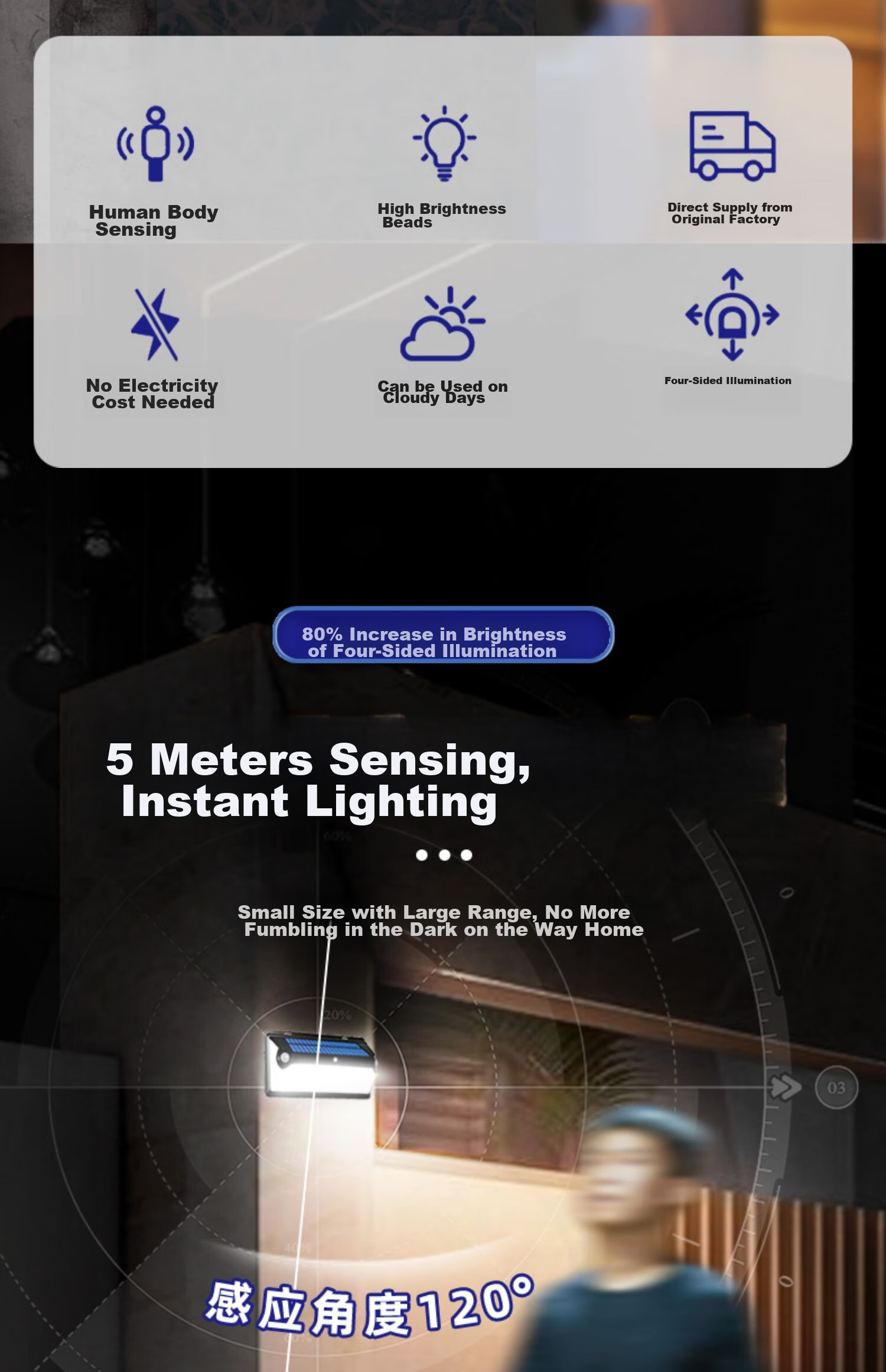 Heart Lock Solar Garden Light, Outdoor Ultra-Bright Motion Sensor Light, Waterproof Floodlight Wall Lamp for Home And Outdoor Use 4