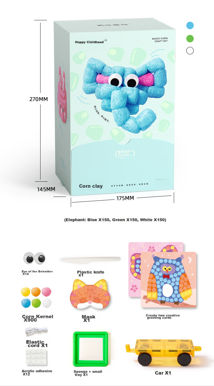 Meiletongnian Corn Building Blocks DIY Craft Kit with Colored Corn Kernels, Kindergarten Clay Foam Toys, Birthday Gift for Children Aged 3-6 13