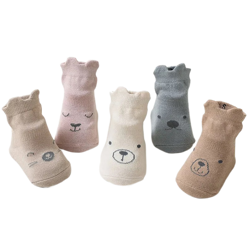 9I9 Baby Floor Socks, Autumn And Winter Infant Socks, Non-Slip Walking Socks, Insulating Children's Socks, Combed Cotton Elastic, 5 Pairs, 0-1 Year Old, A90