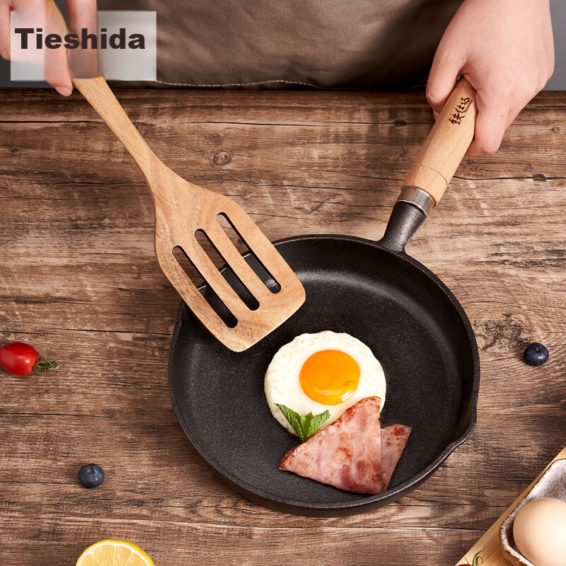 Telssida Thick Cast Iron Small Flat-Bottom Pan, Uncoated Steak Griddle, Non-Stick Egg Pan, Baby Food Pot, Raw Iron Mini Breakfast Pan