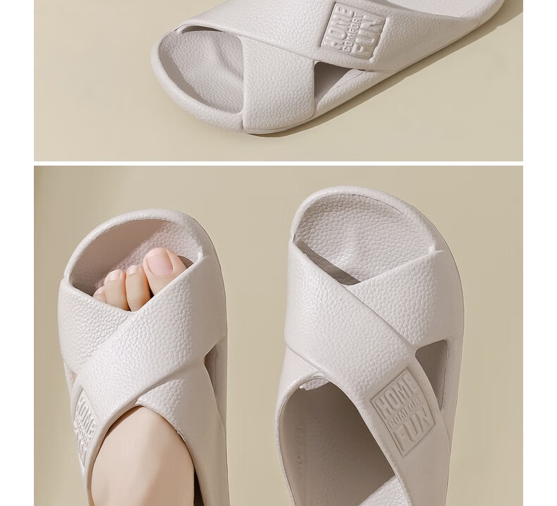 Huameijianbu Cross Mocha Slippers, Couples Bathroom Indoor Outdoor Thick Soft Sole Non-Slip Sandals HM600, Pink, Size 39-40 21