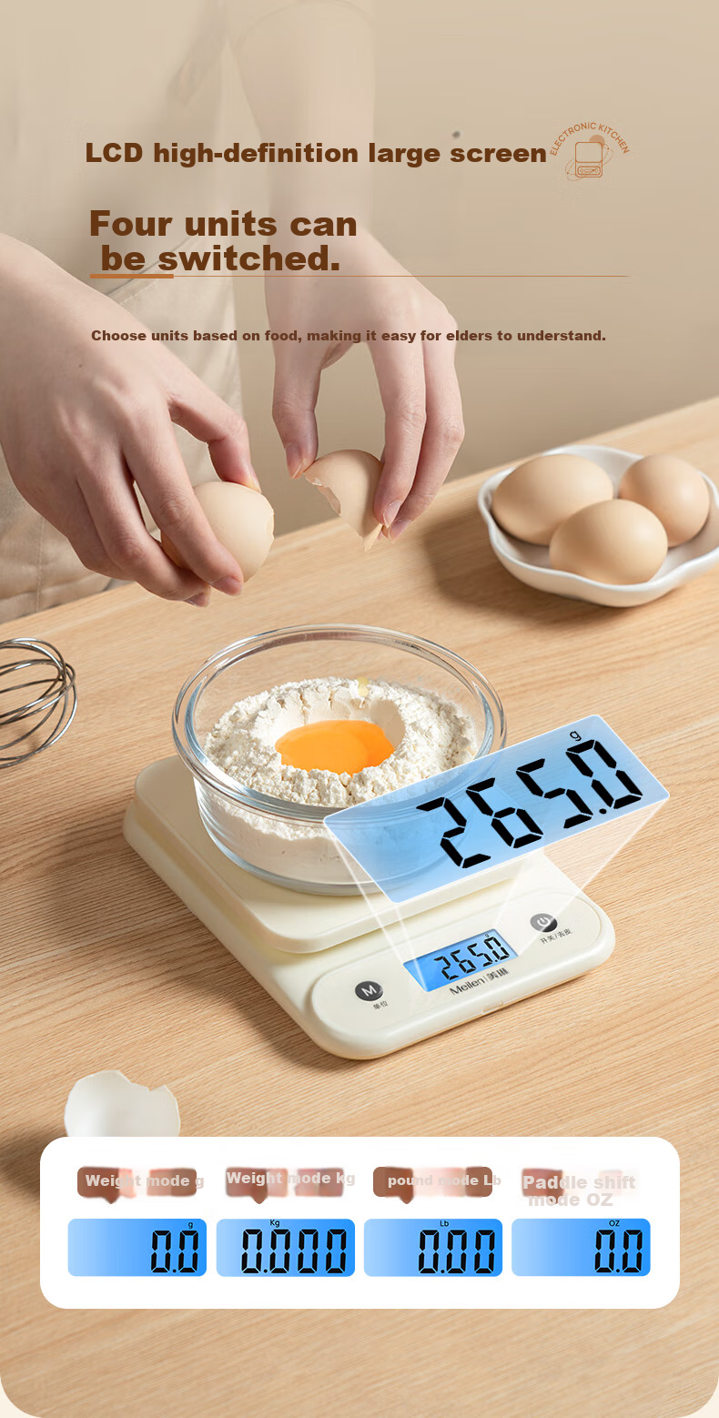 Meilen Electronic Kitchen Scale, Home Small High-Precision Weighing Scale for Baking, Food, Coffee, Chinese Medicine, Precise 0.1g 4
