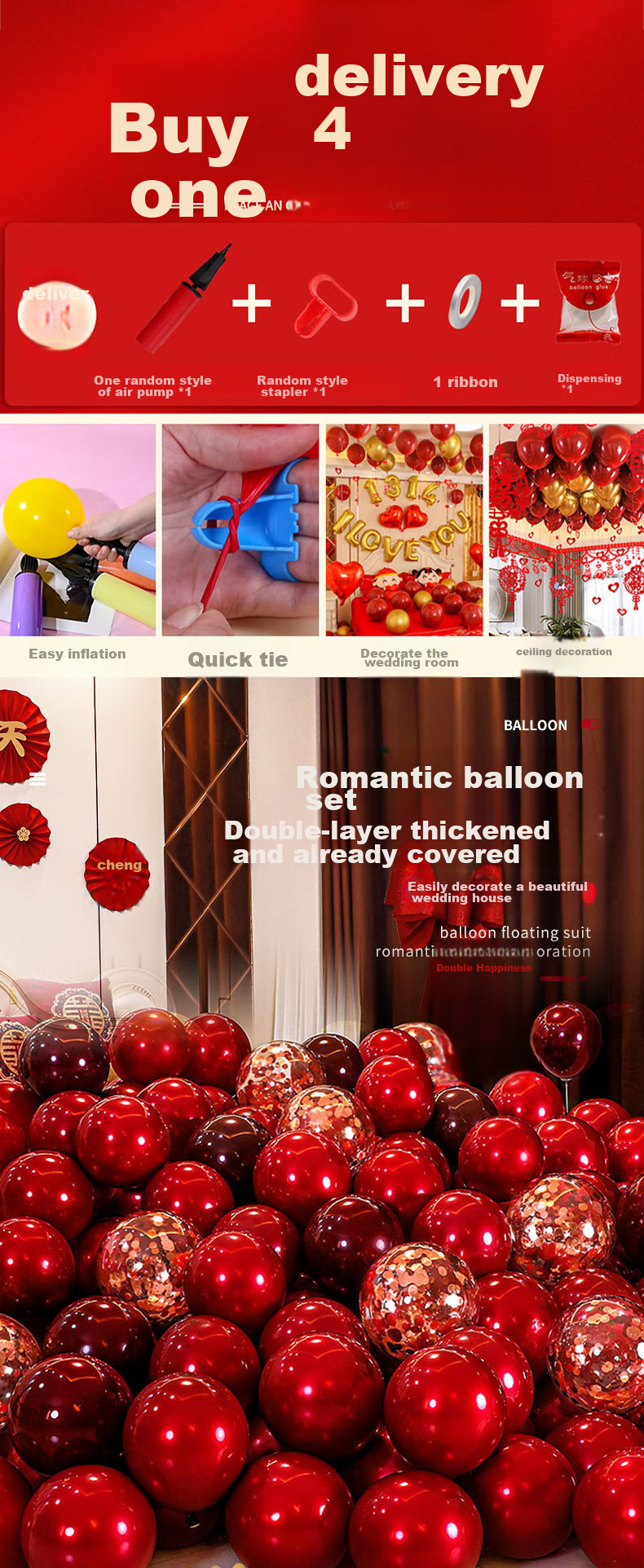 Shiluode Wedding Balloon Decorations, Mother's Day Setup, Engagement Party Decoration, Bride's Room Decor, Elderly Birthday Celebration Atmosphere Setup, 50 Pieces 1