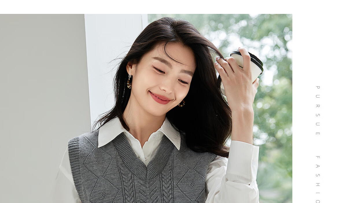 Chushen Spring And Autumn Knitted Vest for Women, Wilderness Maillard Vintage V-Neck Tank Top, Layered Sweater S143Z5005 10