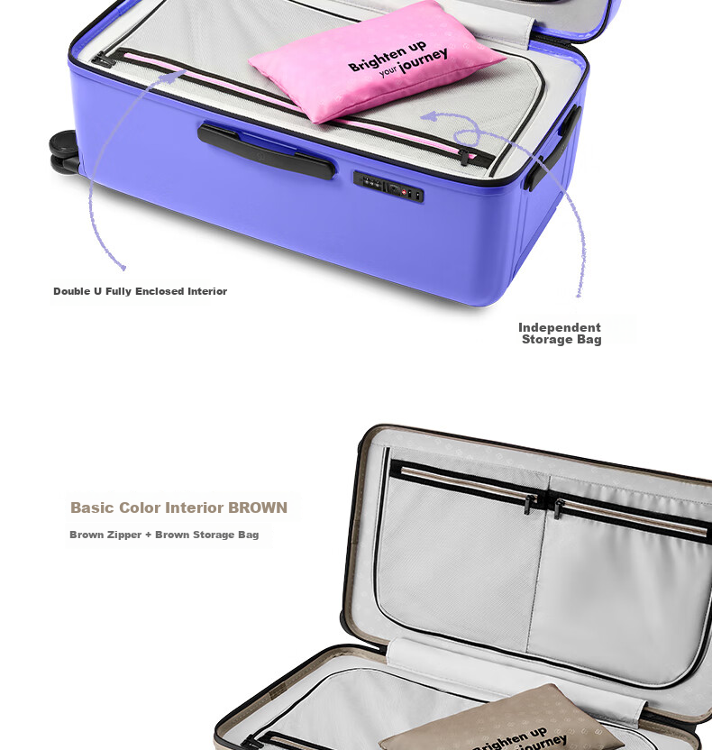 90Fen HOBO Luggage, 24-Inch Fashion Trunk, Large Capacity Silent Travel Suitcase, Crystal Pink 19