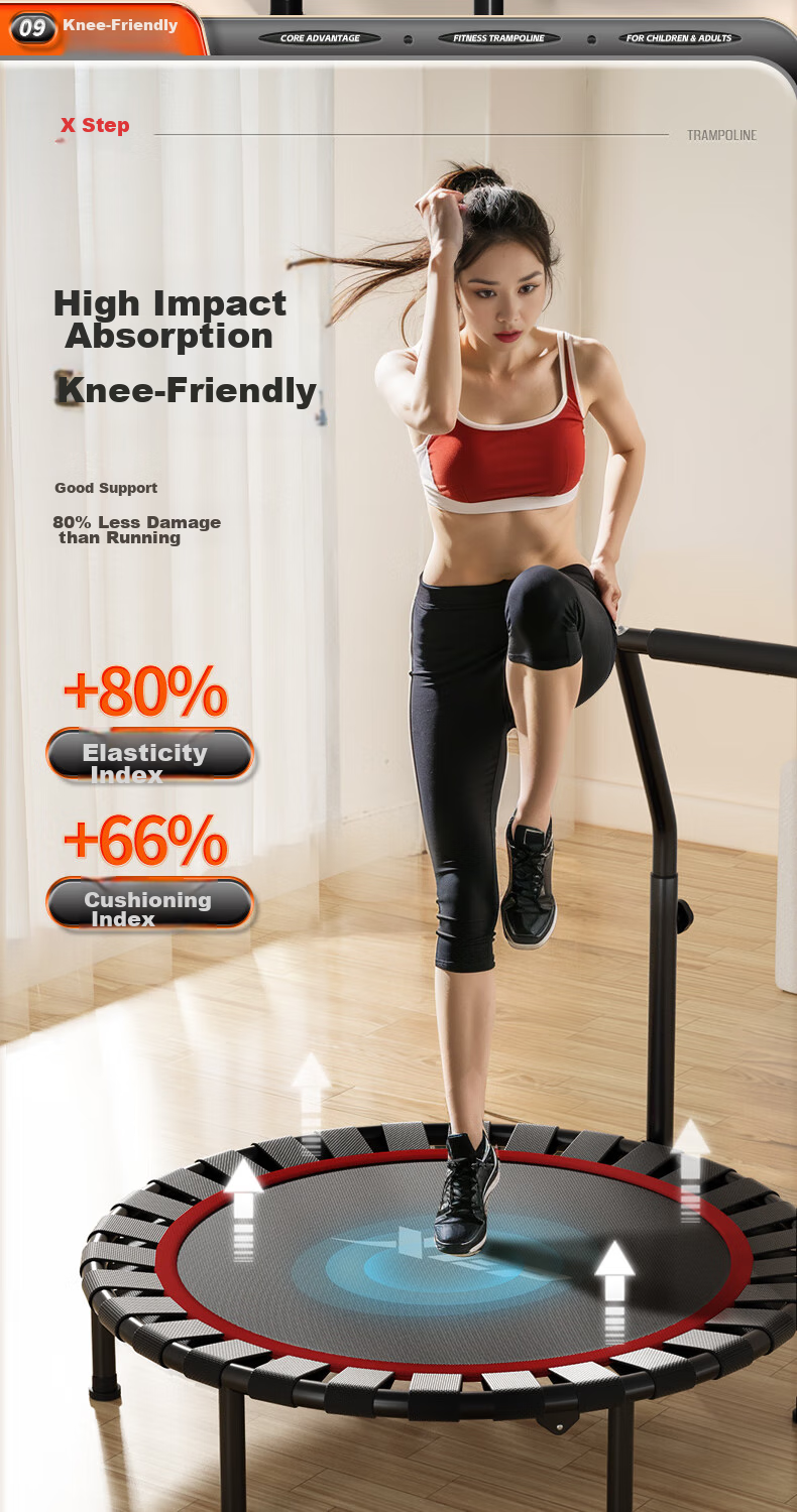 XTEP Trampoline for Home Use, Foldable Children's And Adult's Family Fitness Trampoline with Handrails, Baby Bouncing Training Exercise Indoor Play Equipment 17