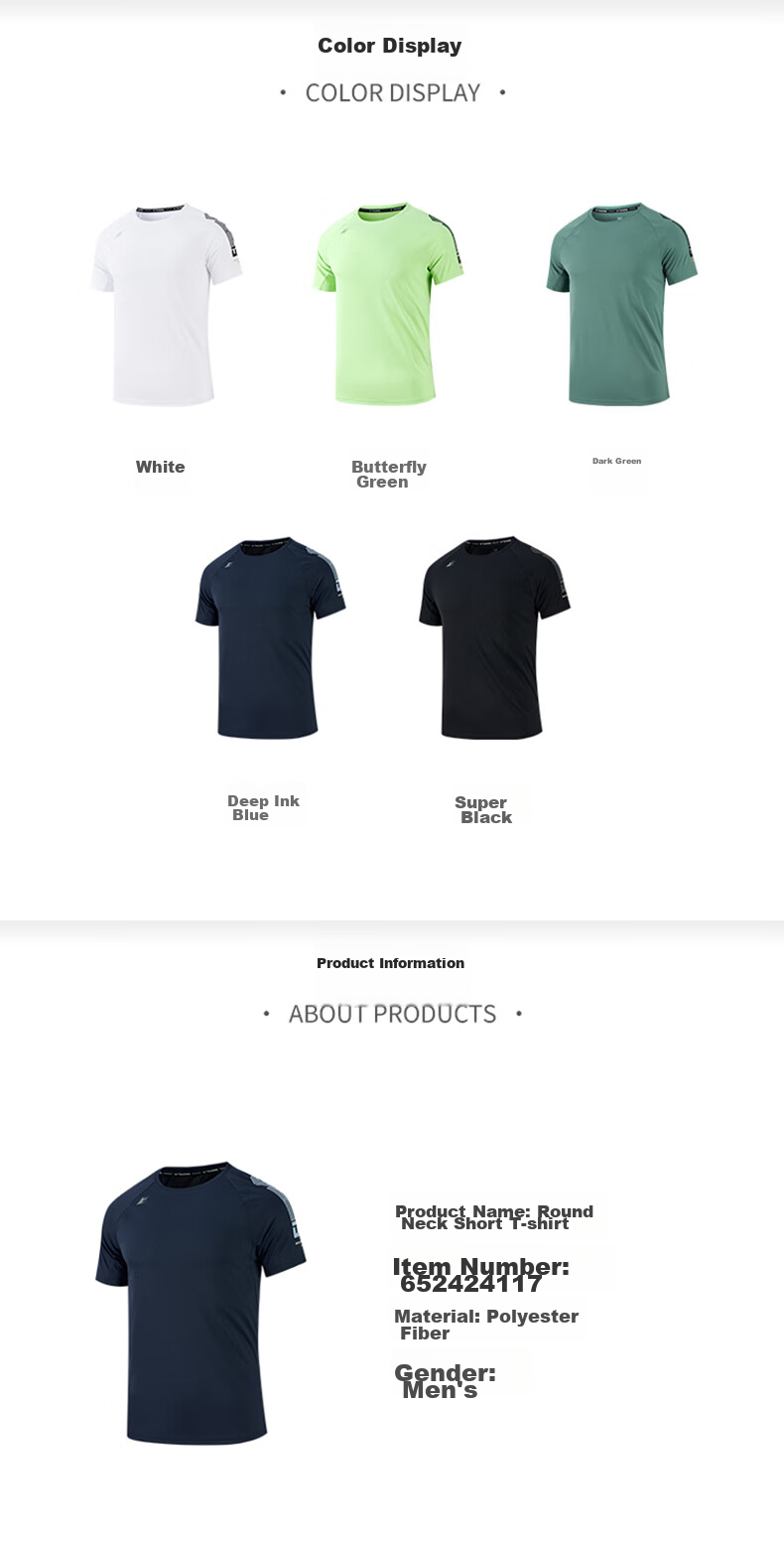 361° Men's Short-Sleeve T-Shirt, Summer Quick-Dry, Loose-Fitting, Athletic, Running, Fitness, Casual Top, Half-Sleeve, 652524101-6 40