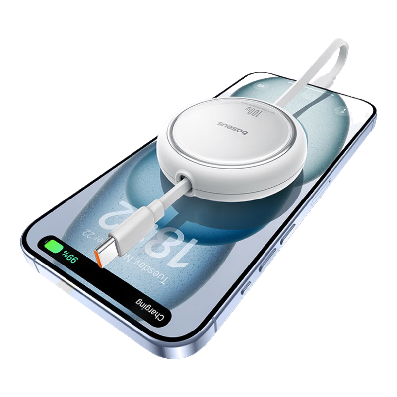 BASEUS Retractable Dual Type-C Data Cable, PD100W Apple 18 Charging Cord, Suitable for IPhone 15/16/17 Phones, IPad, Huawei, Honor, Xiaomi Laptops, Car Charger