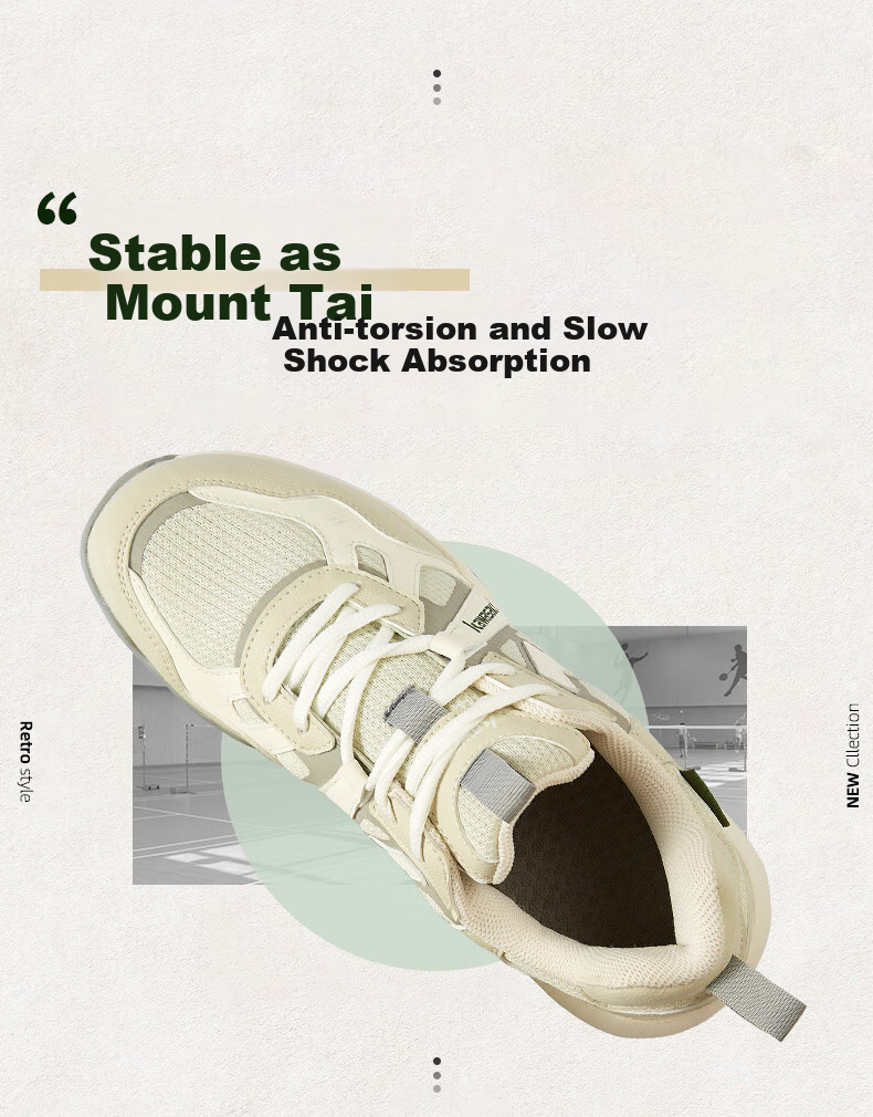 KAWASAKI Badminton Shoes Retro Style for Men And Women, Non-Slip Wear-Resistant Professional Sports Shoes A3308 Chanshi Gray 35 6