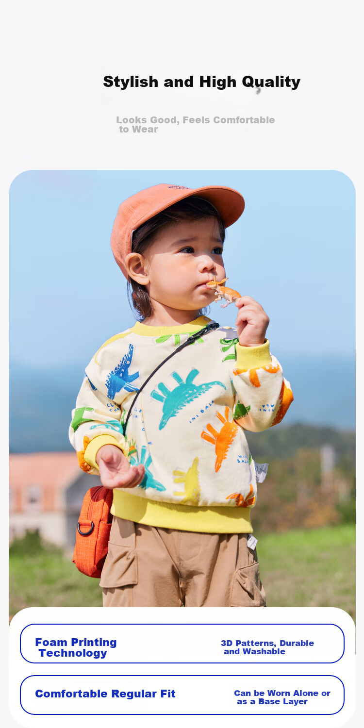 Minibala Children's Spring New Soft Elastic Long-Sleeve Top [Skin-Friendly Soft Sweatshirt] for Boys And Girls 2