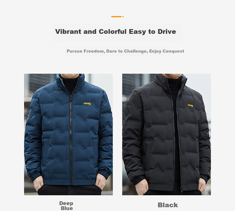 JEEP Men's Winter Short Down Jacket Casual Stand Collar Coat Warm Reversible Black 4XL 4