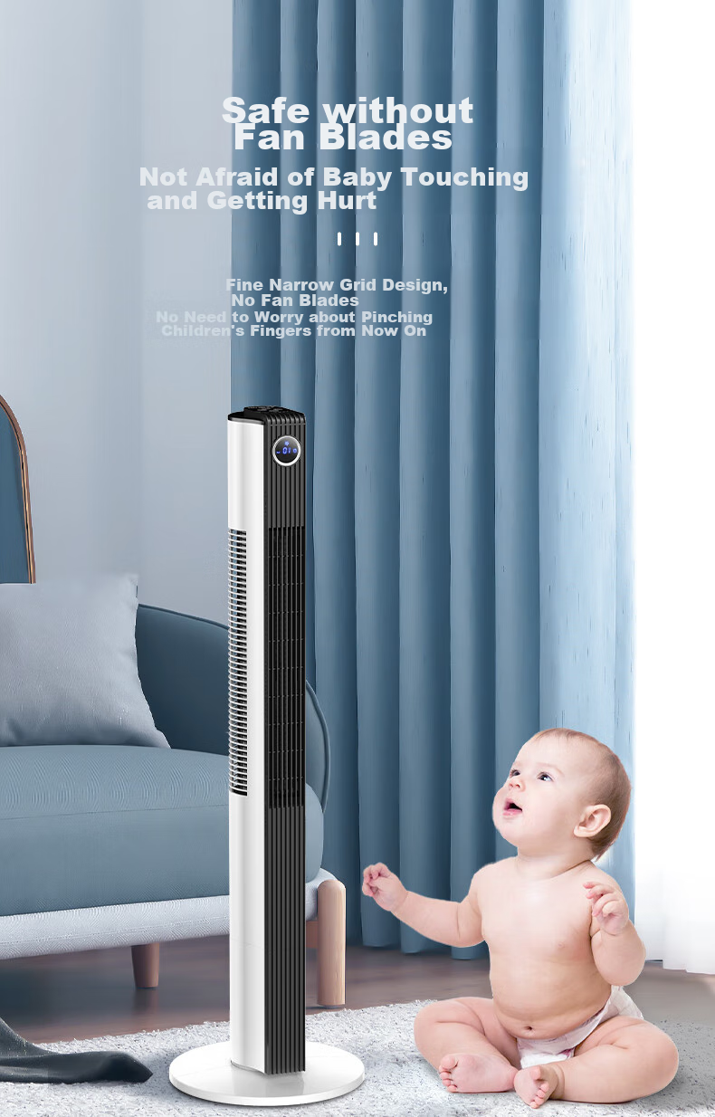 MeiLing Electric Fan / Home Bladeless Tower Fan for Living Room Bedroom Office, Quiet Low Noise Floor Standing Oscillating Energy-Saving Fan MPF-DA0025 Tall Model 10