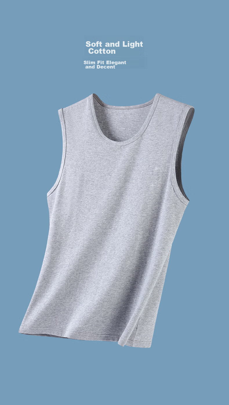 Hengyuanxiang [Large Size Wide-Shoulder Sleeveless Tank Top] Men's Pure Cotton Elastic Undershirt, Autumn Winter Sports Thin Cotton Undershirt 8