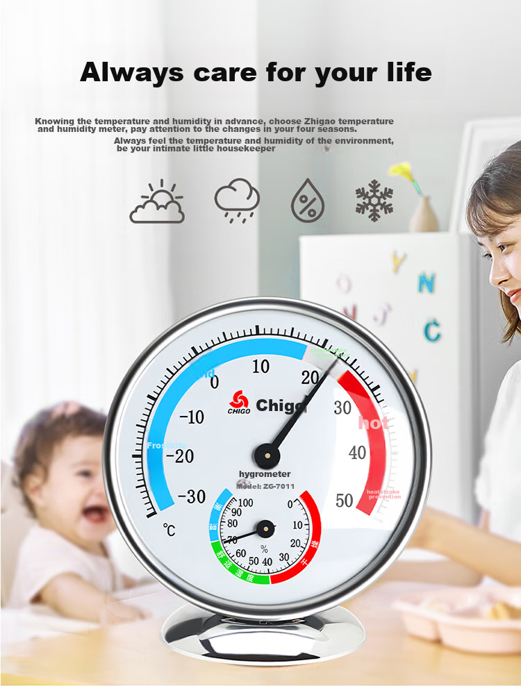CHIGO Thermometer Indoor Home Temperature And Humidity Meter Baby Room Hygrometer Indoor And Outdoor Thermometer ZG-7012 3