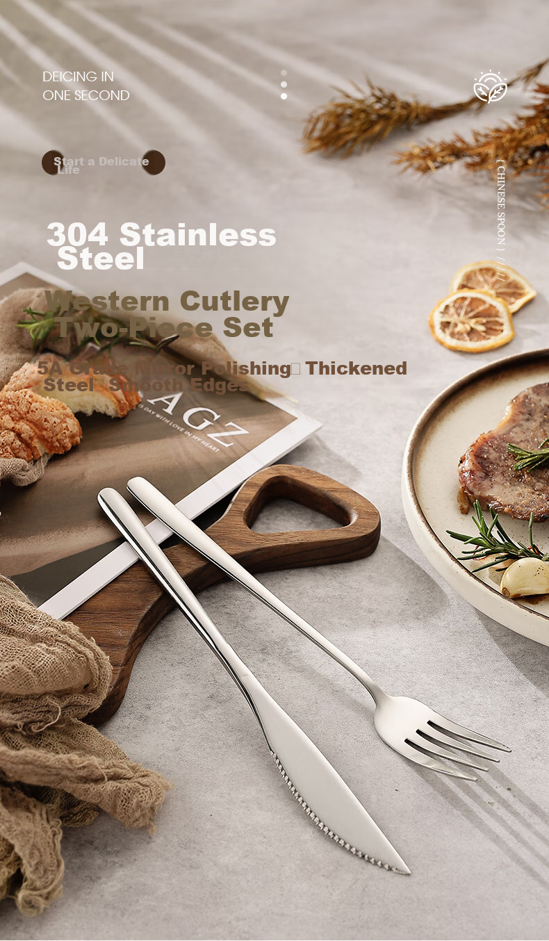 Guangyi Knife And Fork, Steak Knife And Fork Western Dining Cutlery Set Stainless Steel [Thickened Wear-Resistant] Two-Piece Set GY8551 1