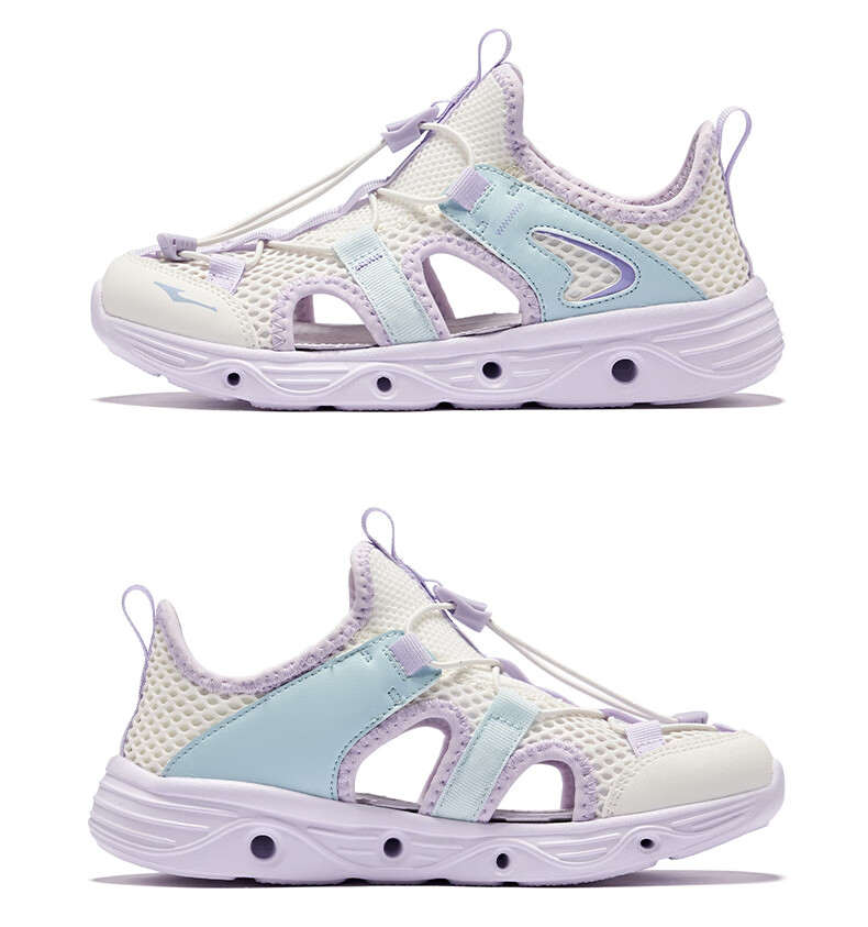 ERKE Children's Shoes, Boys' Casual Shoes, Kids' Drawstring Sandals, Beach Sandals, Sky Blue/ink Blue, Size 30 58