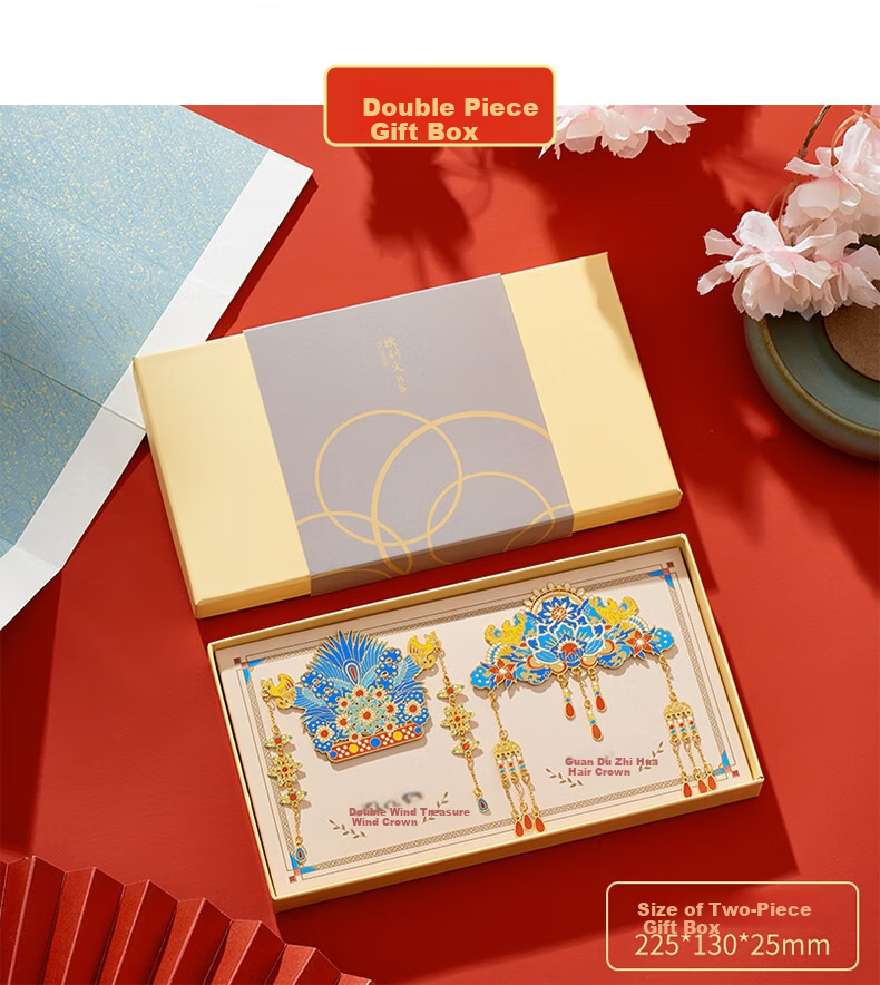 Ouliwen Chinese-Style Metal Phoenix Crown Bookmark, High-Quality Cultural And Creative Gift Box, Creative 3D Beijing Souvenir Gift Box Set, Phoenix Crown And Hairpin Two-Piece Set 12