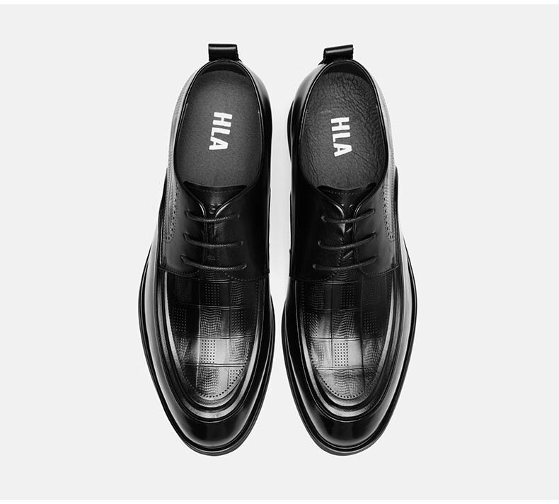 HLA Men's Leather Shoes Wedding Groom Father's Business Formal Shoes HAAPXM2FAG183 Brown Size 40 30