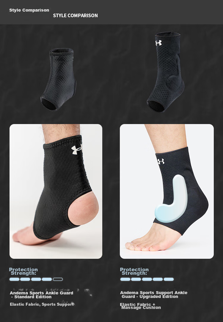 Under Armour Ankle Support Brace, Sports Warmth, Knee Joint Fixation Splint, Ankle Protector for Men And Women, Anti-Sprain Foot Guard, Black M 4