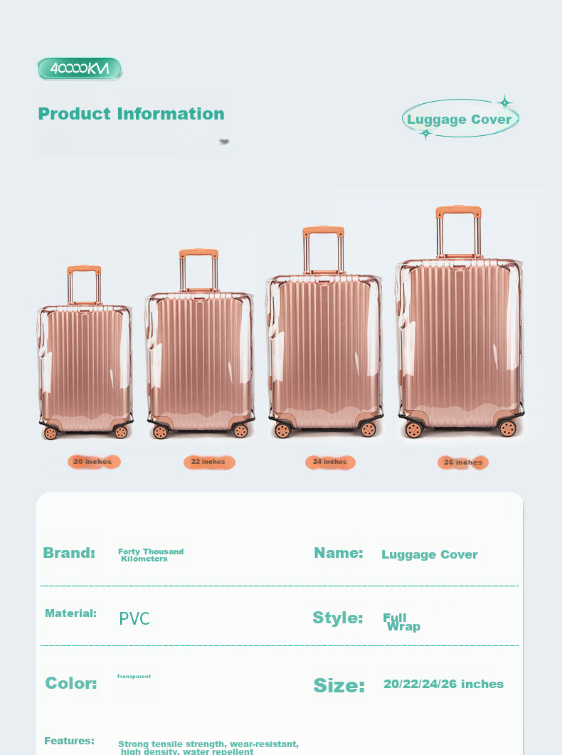 Siwangongli Luggage Protective Cover, Suitcase Handle Cover, Wear-Resistant Outer Case, Transparent Protective Cover, Dust Cover SW2025 5
